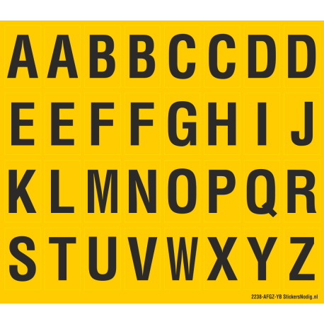 Alfabet letter stickers, geel - zwart