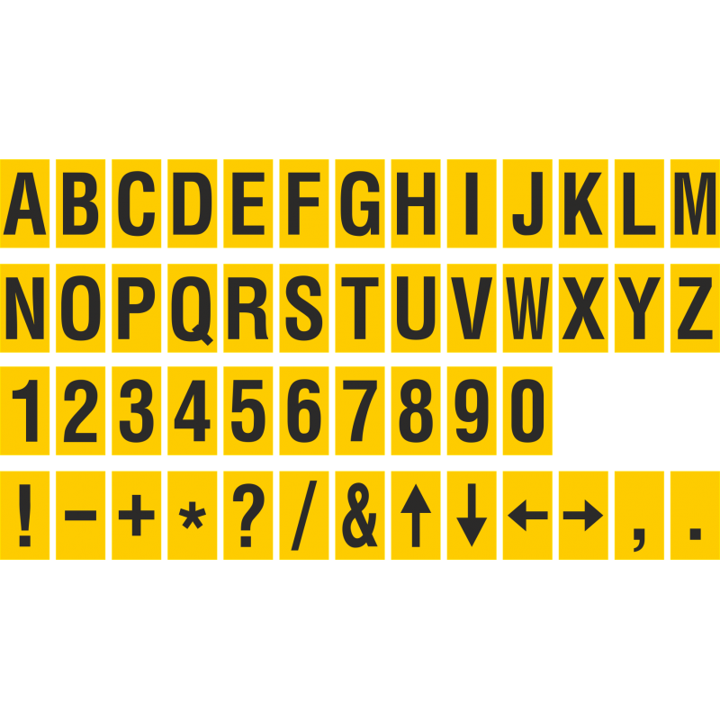 skelet Probleem Categorie Identieke letter stickers voor binnen en buiten in de kleur geel - zwart