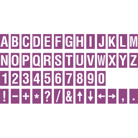 Losse alfabet en cijfer stickers, paars - wit