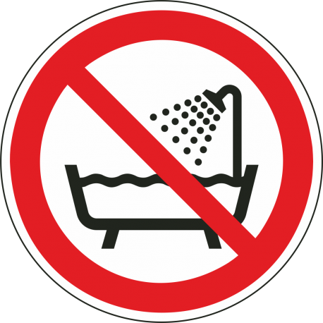 Verboden producten onder douche of in bad te gebruiken bordjes