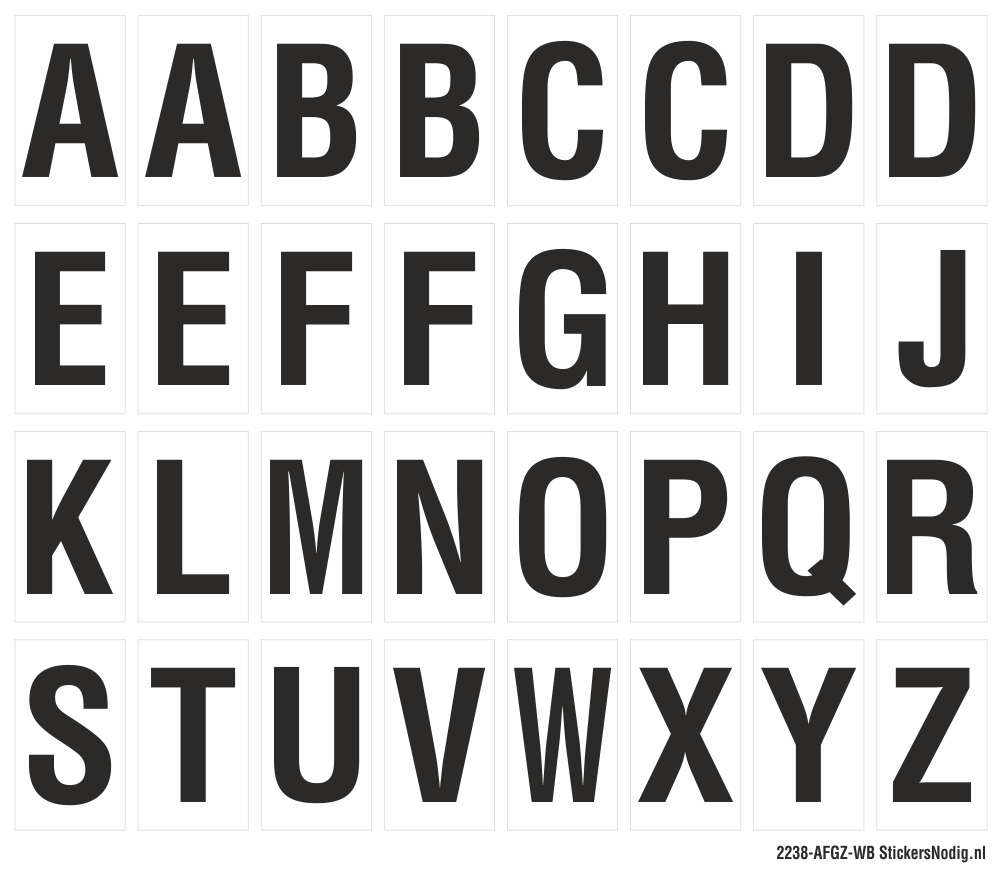 Ijzig identificatie frequentie Letter stickers (alfabet) voor binnen en buiten in de kleur wit - zwart
