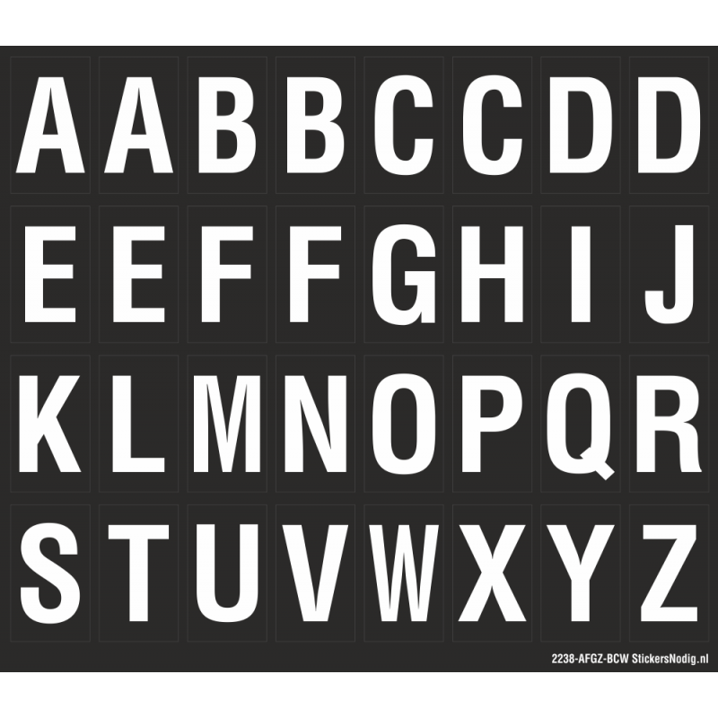 Letter stickers (alfabet) voor binnen en in de kleur zwart - wit