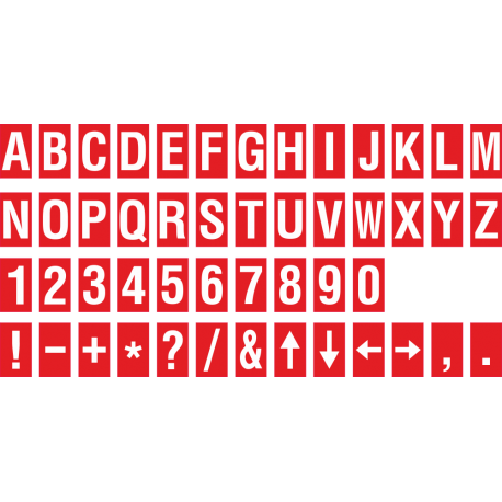 Losse alfabet en cijfer stickers, rood - wit