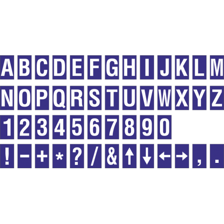 Losse alfabet en cijfer stickers, blauw - wit