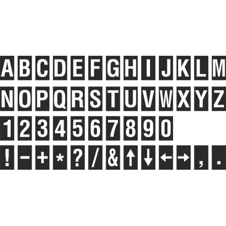 Losse alfabet en cijfer stickers, zwart - wit