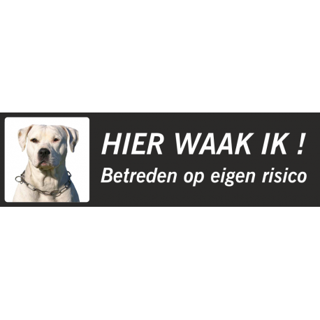 Argentijnse Dog 'Hier waak ik'-stickers (zwart, laag model)
