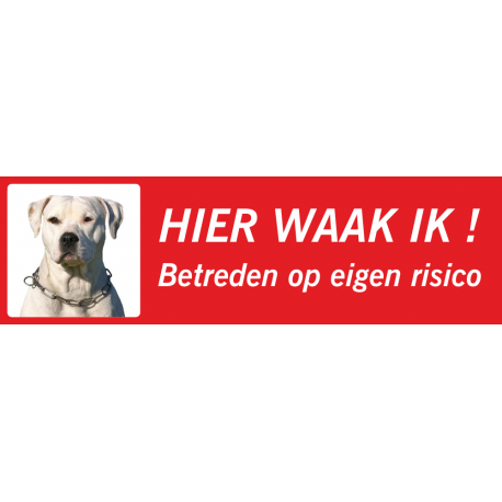 Argentijnse Dog 'Hier waak ik'-stickers (rood, laag model)