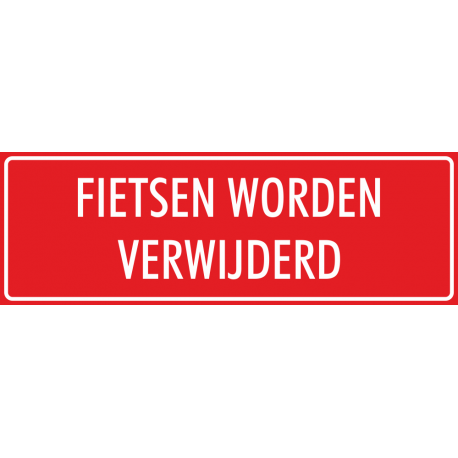 'Fietsen worden verwijderd' stickers (rood)