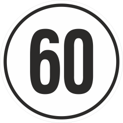 snelheidssticker 60 km (wit)