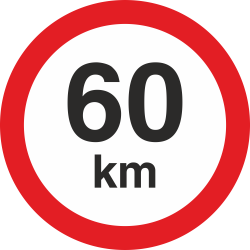 snelheidssticker 60 km (rood met km aanduiding)