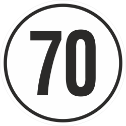 snelheidssticker 70 km (wit)