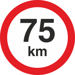 snelheidssticker 75 km (rood met km aanduiding)