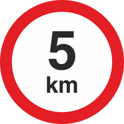 snelheidssticker 5 km (rood met km aanduiding)