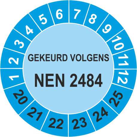 Keuringsstickers met NEN 2484 opdruk (blauw)