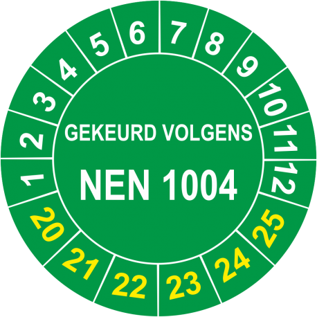 Keuringsstickers met NEN 1004 opdruk (groen)