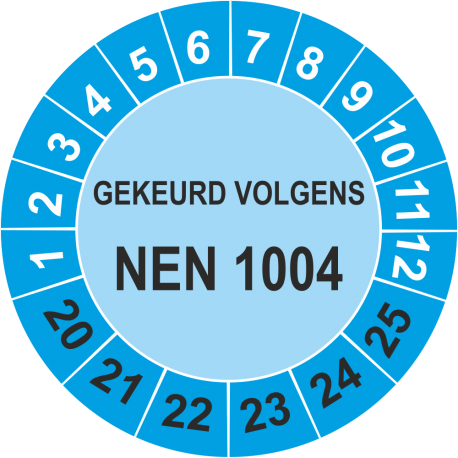 Keuringsstickers met NEN 1004 opdruk (blauw)