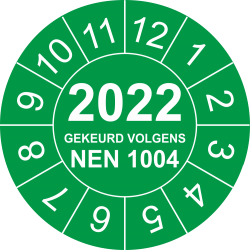 Keuringsstickers met NEN 1004 en jaartal (groen)
