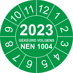 Keuringsstickers met NEN 1004 en jaartal (groen)
