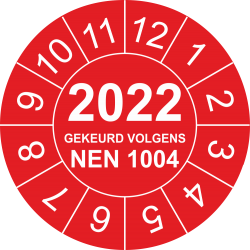 Keuringsstickers met NEN 1004 en jaartal (Rood)