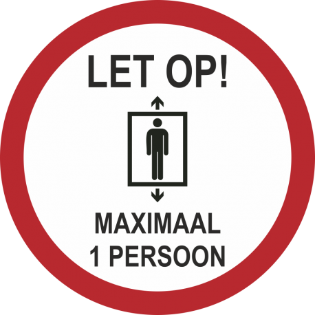 Maximaal 1 persoon in de lift (rond) sticker