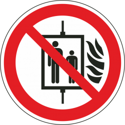 Verboden de lift te gebruiken bij brand stickers