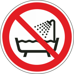 Verboden producten onder douche of in bad te gebruiken stickers