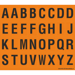 Alfabet letter stickers, oranje - zwart