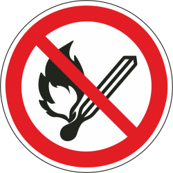 Vuur, open vlam en roken verboden bordjes