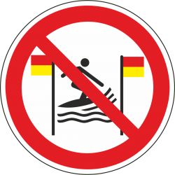 Verboden te surfen tussen rood-gele vlag bordjes
