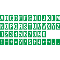 Losse alfabet en cijfer stickers, groen - wit