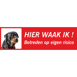 Rottweiler 'Hier waak ik'-stickers (rood, laag model)