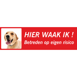 Labrador 'Hier waak ik'-stickers (rood, laag model)
