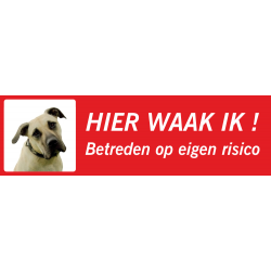 Anatolische Herdershond 'Hier waak ik'-stickers (rood, laag model)