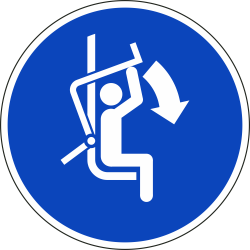Sluit de veiligheidsbeugel van stoeltjeslift bordjes