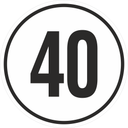 snelheidssticker 40 km (wit)
