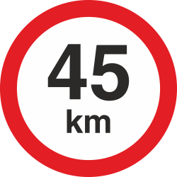 snelheidssticker 45 km (rood met km aanduiding)