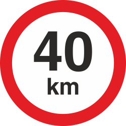 snelheidssticker 40 km (rood met km aanduiding)