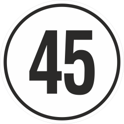 snelheidssticker 45 km (wit)