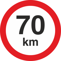 snelheidssticker 70 km (rood met km aanduiding)