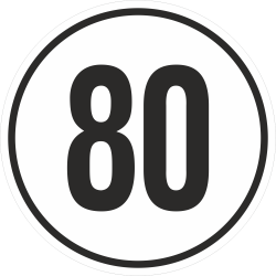 snelheidssticker 80 km (wit)