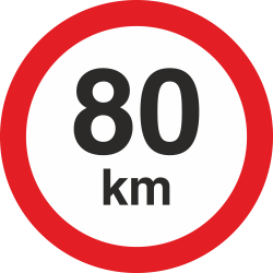 snelheidssticker 80 km (rood met km aanduiding)