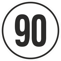snelheidssticker 90 km (wit)