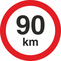 snelheidssticker 90 km (rood met km aanduiding)