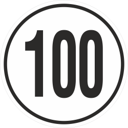 snelheidssticker 100 km (wit)