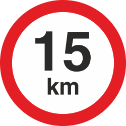 snelheidssticker 15 km (rood met km aanduiding)