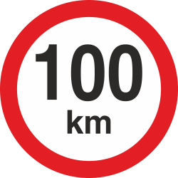 snelheidssticker 100 km (rood met km aanduiding)