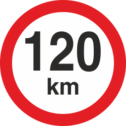 snelheidssticker 120 km (rood met km aanduiding)