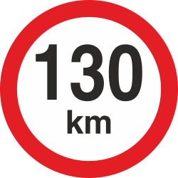 snelheidssticker 130 km (rood met km aanduiding)