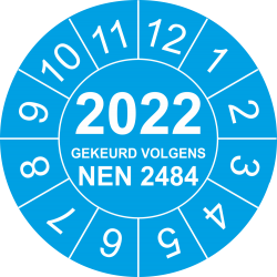 Keuringsstickers met NEN 2484 en jaartal (blauw)