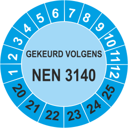 Keuringsstickers met NEN 3140 opdruk (blauw)